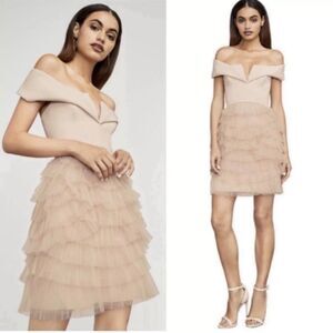 BCBGMAXAZRIA Marquise Off The Shoulder Ruffle Tiered Skirt Mini Dress